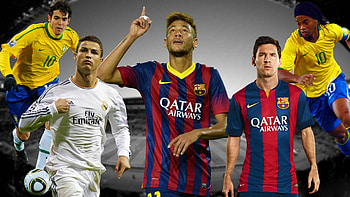 Cristiano Ronaldo vs Messi vs Neymar vs Ronaldinho vs Kaka [] - YouTube HD wallpaper