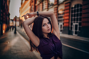 Alina Starostina Arms Up In Depth Of Field, alina-starostina, girls, model, depth-of-field HD wallpaper