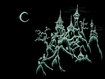 Dark night, halloween, ghost, moon, castle, dark HD wallpaper