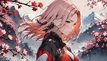 Sakura - Mountains, Naruto, Sakura Haruno, sakura, Japanese, female HD wallpaper