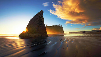 Ruby Beach on the Washington coast, rocks, usa, sea, clouds, trees, sky HD wallpaper