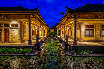 Indonesia, Bali, , Hotel, Architecture, Lily Pad, Statue, Water HD wallpaper