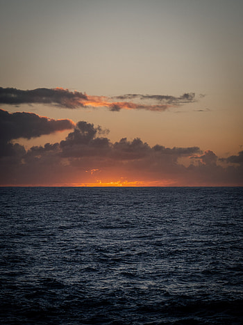Nature, Sunset, Sea, Clouds, Waves, Horizon HD phone wallpaper