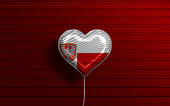 I Love Frankfurt, , german cities, realistic balloons, red wooden background, flag of Frankfurt, Germany, balloon with flag, Frankfurt flag, Frankfurt, Day of Frankfurt HD wallpaper