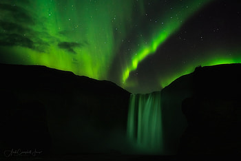 Skogafoss Aurora, aurora, nature, waterfall HD wallpaper