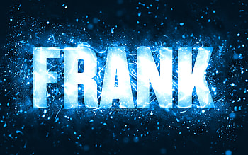 Happy Birtay Frank, , blue neon lights, Frank name, creative, Frank Happy Birtay, Frank Birtay, popular american male names, with Frank name, Frank HD wallpaper