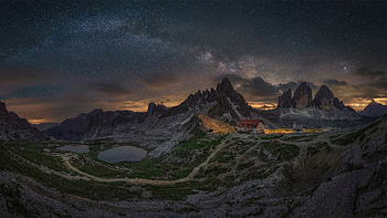 Peaks Under The Milky Way , milky-way, stars, sky, nature HD wallpaper