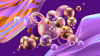 Light Purple Golden Glare Balls Bubbles Shapes Abstraction Abstract HD wallpaper