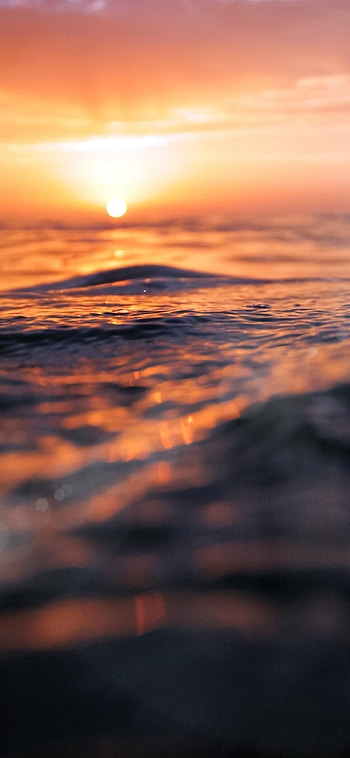 Sunset sea water, 11 beauty, Orange flare, Nature's tranquility HD phone wallpaper
