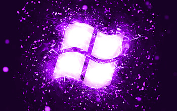 Windows violet logo, , violet neon lights, creative, violet abstract background, Windows logo, OS, Windows HD wallpaper