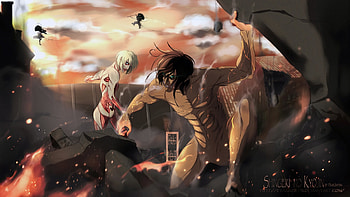 Attack On Titan Eren Rogue titan vs female titan HD wallpaper