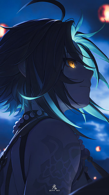 XIAO シャオ, sky, art, game, blue, genshin, japan, nature, genshinimpact, anime HD phone wallpaper