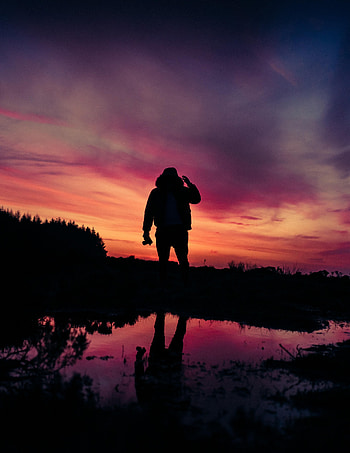 Alone, Sunset, Dark, Silhouette, Lonely HD phone wallpaper