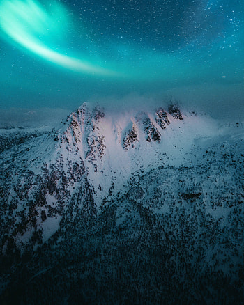 Winter, Nature, Night, Snow, Mountain, Northern Lights, Aurora Borealis HD phone wallpaper