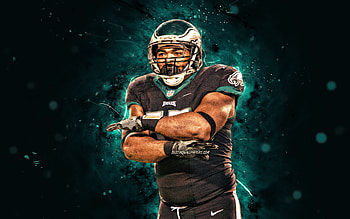 Brandon Graham, , defensive end, Philadelphia Eagles, american football, NFL, turquoise neon lights, Brandon Graham Philadelphia Eagles, Brandon Graham HD wallpaper