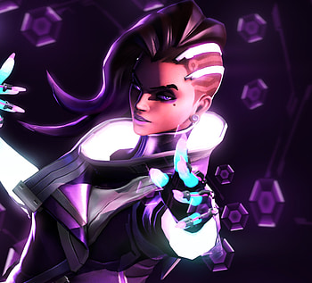 Skin, sombra, violet eyes, overwatch HD wallpaper