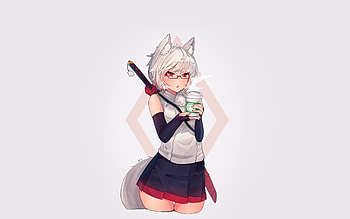 Minimal, original, fox girl, anime HD wallpaper