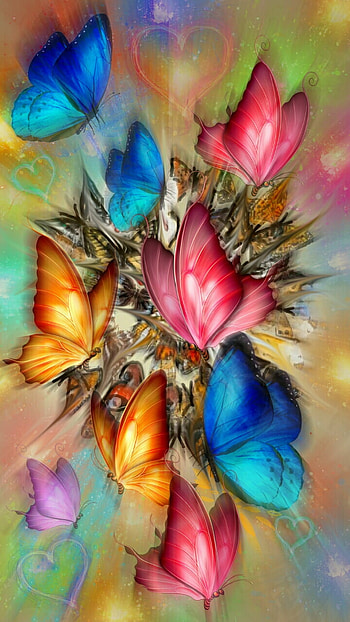 Out of Focus, nature, neon, butterfly, colorful HD phone wallpaper