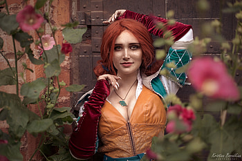 Cosplay ~ Triss Merigold from The Witcher, triss merigold, model, cosplay, girl, redhead, the witcher, kristina borodkina, woman HD wallpaper