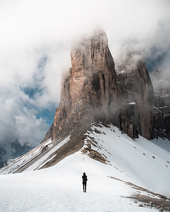 Nature, Snow, Mountain, Vertex, Top, Silhouette, Human, Person HD phone wallpaper