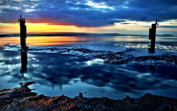 Landscape, Sunset, Sea HD wallpaper