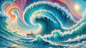 Psychedelic ocean, psychedelic, ocean, wave, sunset, colorful, Ocean Waves HD wallpaper