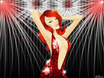Hollie, glamour, party, fantasy, red, woman HD wallpaper