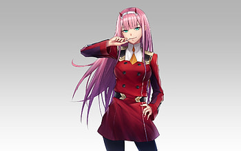 Zero two, cute, anime girl, red uniform HD wallpaper
