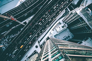 Cities, View From Above, Road, Traffic, Movement, Skyscrapers HD wallpaper