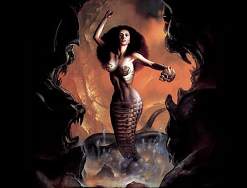 Boris Vallejo (Pythoness), lady, fantasy, girl, pathoness, boris vallejo, woman, female HD wallpaper