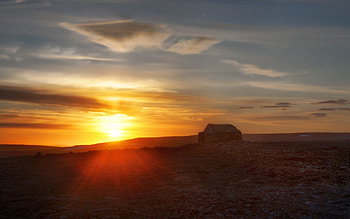 Nature, Sunset, Sun, Desert, Structure HD wallpaper
