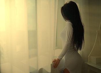 Long Hair Girl White Dress, white, dress, hairs, girls HD wallpaper