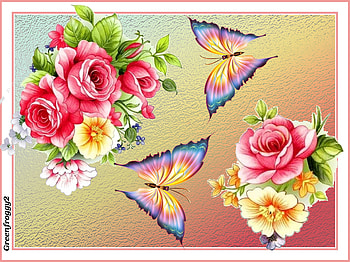 BUTTERFLIES AND FLOWERS, ART, FLOWERS, BUTTERFLIES, ABSTRACT HD wallpaper