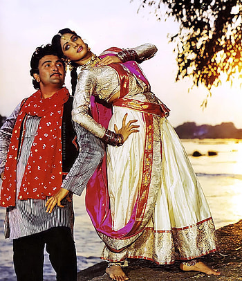 Banjaran, sari, Rishi Kapoor, Sridevi HD phone wallpaper