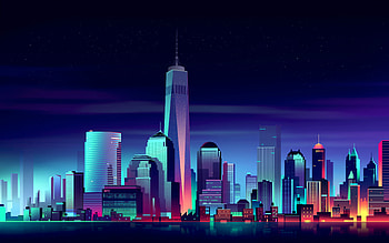 Newyork City Minimalism, new-york, city, world, lights, buildings, minimalism, artwork, artist, digital-art, skycrapper HD wallpaper