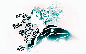 Flowers, Sakura, Vector, Girl HD wallpaper