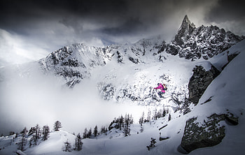 Sports, Mountains, Snow, Bounce, Jump, Skier, Skiing HD wallpaper