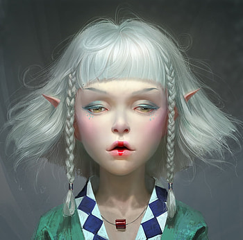 Elf, frumusete, blonde, fantasy, face, luminos, jinlong bai HD wallpaper