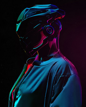 Art, Dark, Multicolored, Motley, Helmet, Cyborg, Future HD phone wallpaper