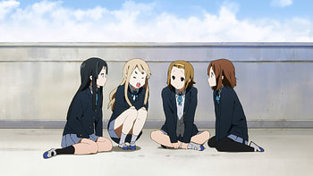 Mio Akiyama, Anime, K On!, Brown Hair, Pantyhose, Ritsu Tainaka, School Uniform, Short Hair, Skirt, Tsumugi Kotobuki, Yui Hirasawa HD wallpaper