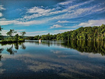 The Trent Canal, Reflections, Boats, Lake, Canal, Sky HD wallpaper