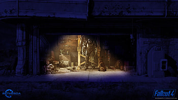 Fallout 4 Garage Night HD wallpaper