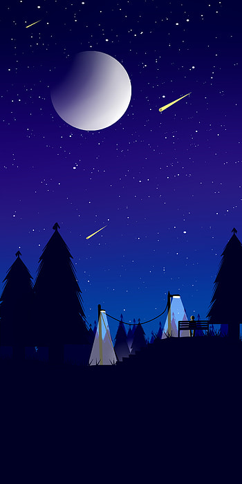 Fondo minimalista, bosque, noche, minimalismo HD phone wallpaper