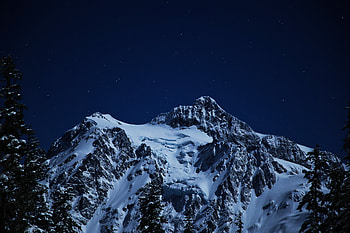 Snow Capped Mountains During Night Time , mountains, snow, nature, night HD wallpaper