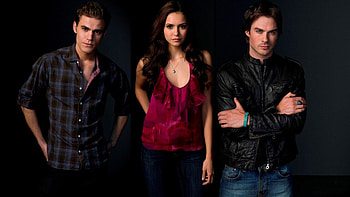 Vampire Diaries series, TV show, Elena and Damon, Intense romance HD wallpaper