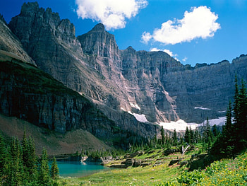 Mountain Landscape, landscape, nature, grass, peak, glaciers, summit, mountain HD wallpaper
