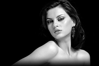Catrinel Menghia, white, black, model, woman HD wallpaper