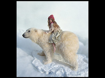 West Of The Moon, polar, fantasy, bear, female HD wallpaper