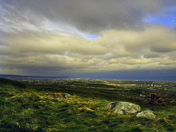 Arthur'Seat, grass, panorama HD wallpaper