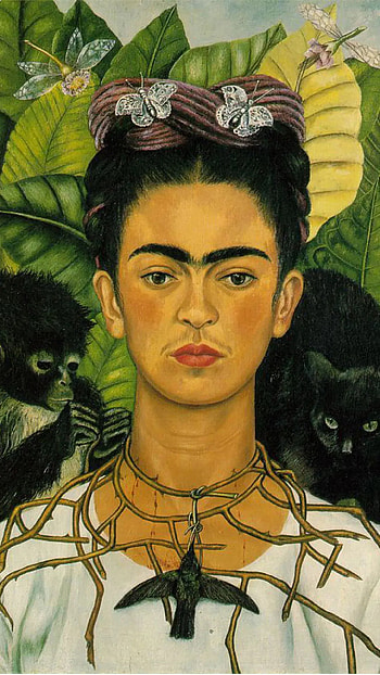 Self-Portrait with Thorn Necklace and Hummingbird, Frida Kahlo HD phone wallpaper